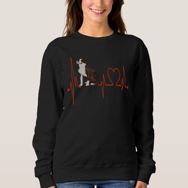 Sweatshirt Boston Terrier Dog Heartbeat EKG Funny My Dogs My  (Devant)