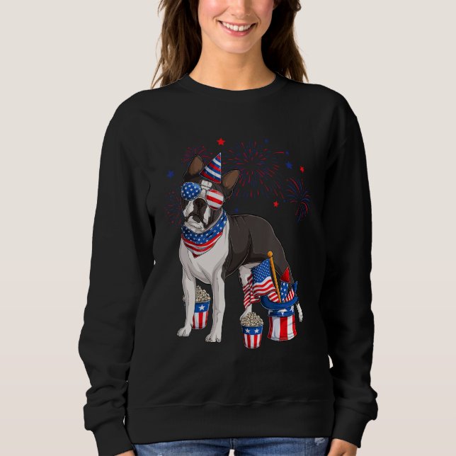 Sweatshirt Boston Terrier Dog Wearing 4th of July Sunglasses  (Devant)