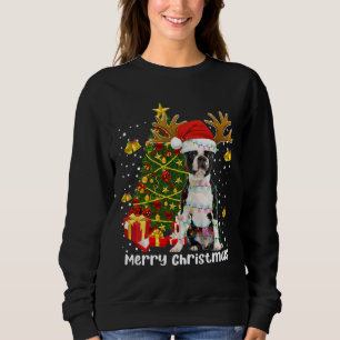 Sweatshirt Boston Terrier feux de Noël Arbre Père Noël Xmas P