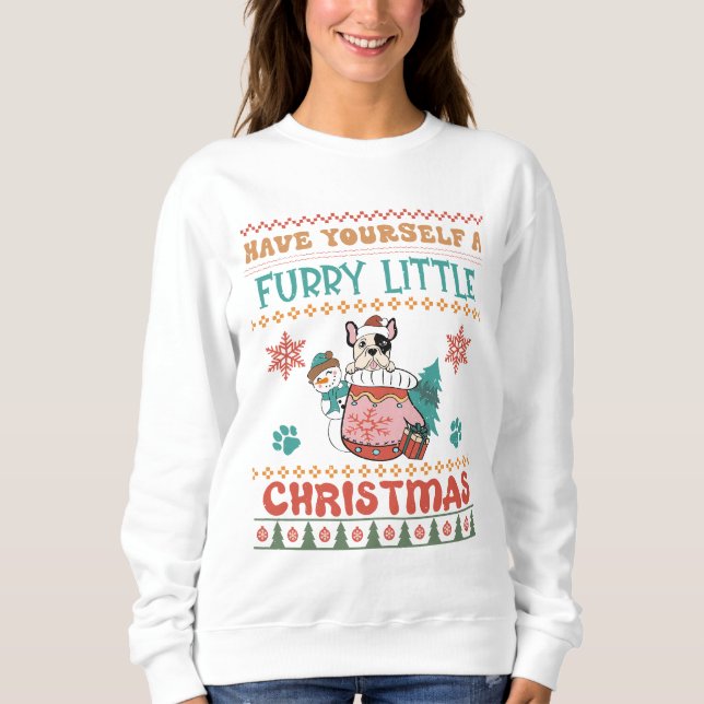 Sweatshirt Boston Terrier Furry Little Christmas (Devant)