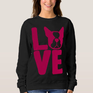 Sweatshirt Boston Terrier Love Square In Pink Relaxed Fit