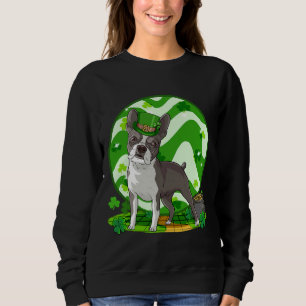 Sweatshirt Boston Terrier Lucky Leprechaun Chien St patrick D