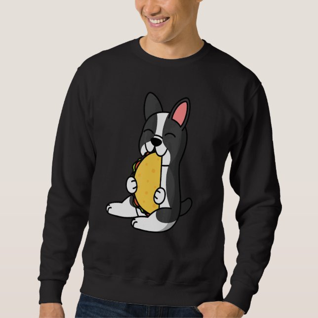 Sweatshirt Boston Terrier Mange Un Chien Taco (Devant)