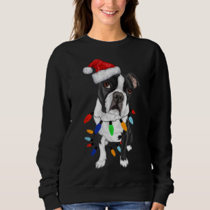 Sweatshirt Boston Terrier Père Noël illuminations de Noël Xma