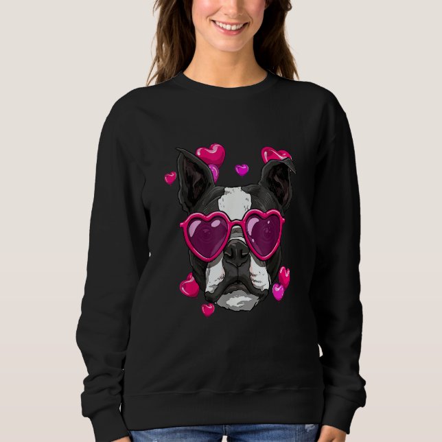 Sweatshirt Boston Terrier Valentines Day Heart Dog (Devant)