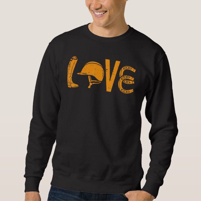 Sweatshirt Bottes Casque Horseshoe Amour Équitation Cheval Eq (Devant)