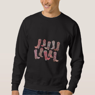 Sweatshirt Bottes Rétro Roses pour Femmes Cowgirl Rodeo Weste