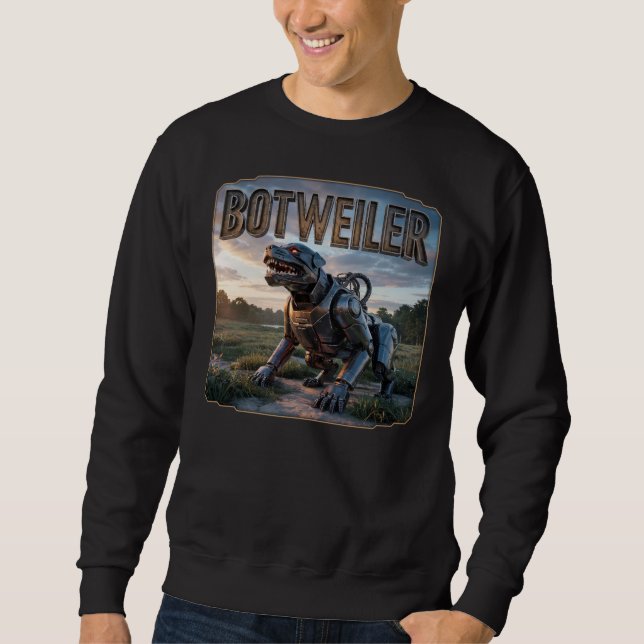 Sweatshirt Botweiler Photographique – Rottweiler Robot Drôle (Devant)