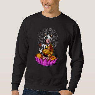Sweatshirt Bouddha De Vache Méditation Yoga Zen Fleur Hindou