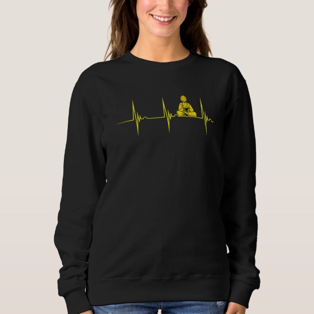 Sweatshirt Bouddha Statue Bouddhiste Heartbeat Ekg Pulse Zen  (Devant)