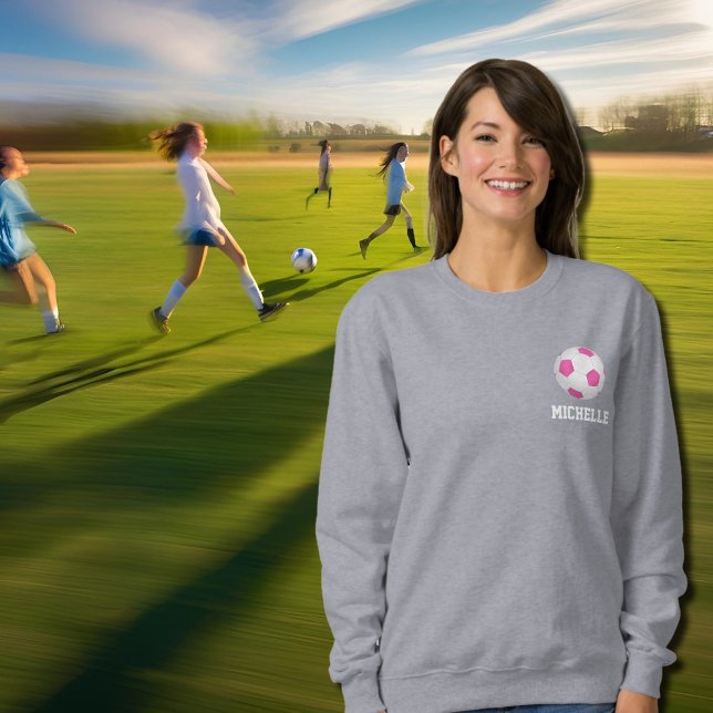Sweatshirt Boule de football blanc rose moderne - ajouter le  (Créateur téléchargé)