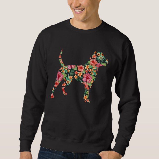 Sweatshirt Bouledogue Américain Fleur  Silhouette de Chien Fl (Devant)