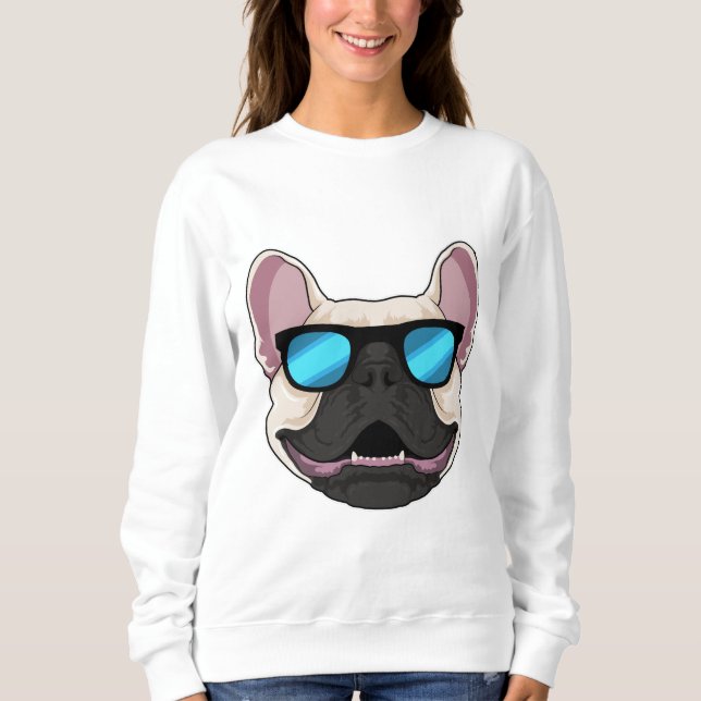 Sweatshirt Bouledogue français avec lunettes de soleil (Devant)