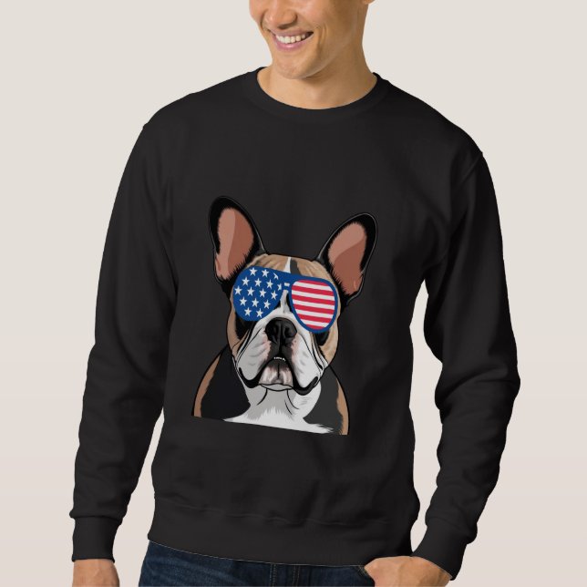 Sweatshirt Bouledogue français chien américain drapeau améric (Devant)