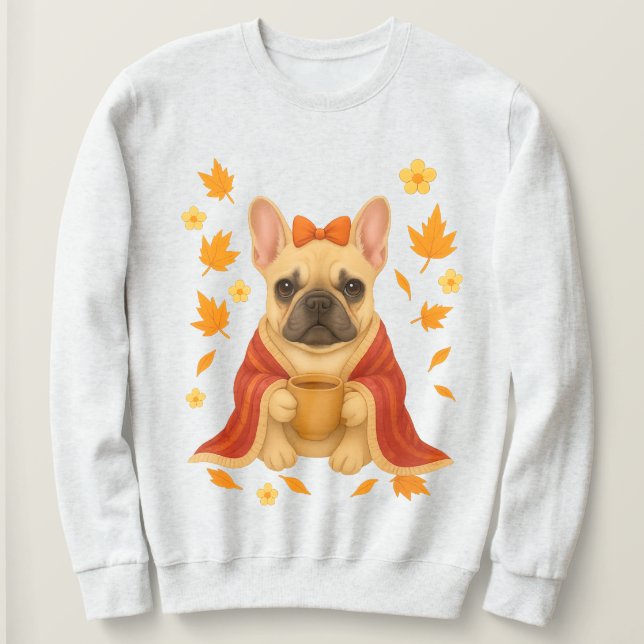 Sweatshirt Bouledogue français dans une couverture | Boisson  (Design devant)
