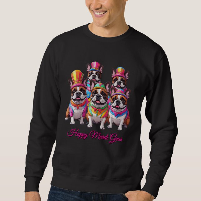 Sweatshirt Bouledogue français Mardi Gras (Devant)
