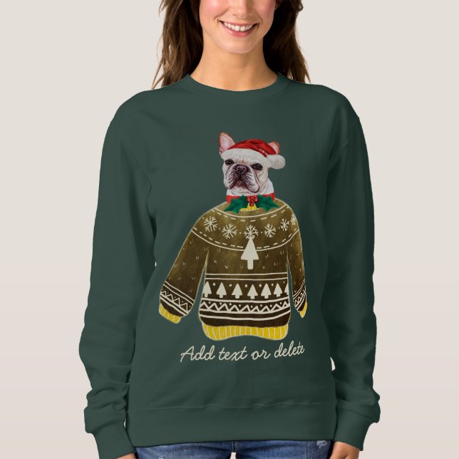 Sweatshirt Bouledogue français Noël moche Frenchie maman chie (Devant)