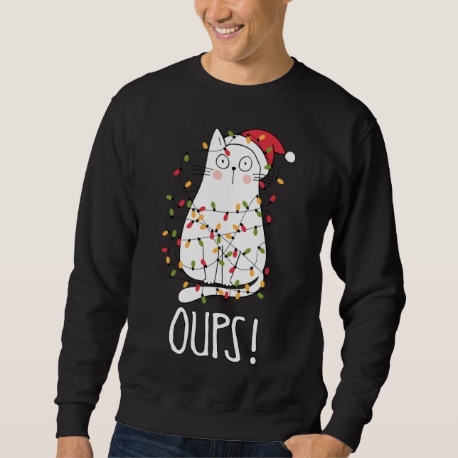 Sweatshirt Boules de chat ! Chat Blanc Tangé Dans L'Arbre De  (Devant)