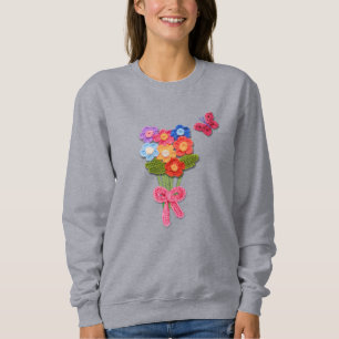 Sweatshirt Bouquet de fleurs de Crochet Imprimer Porte - clé