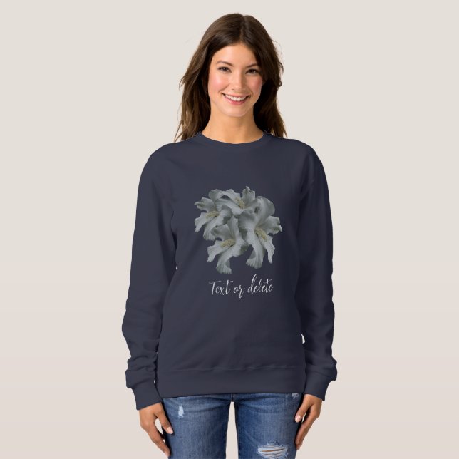 Sweatshirt Bouquet de fleurs d'Hibiscus blanc Personnalisé (Devant entier)