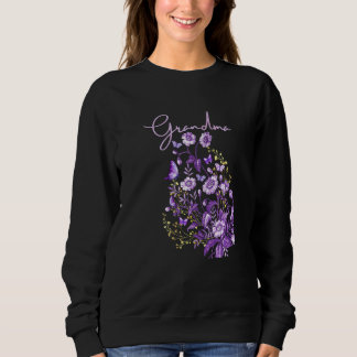Sweatshirt Bouquet de fleurs violettes grand-mère pour femmes