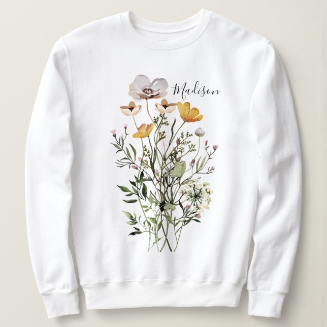 Sweatshirt Bouquet Fleur sauvage séché par monogramme (Design devant)