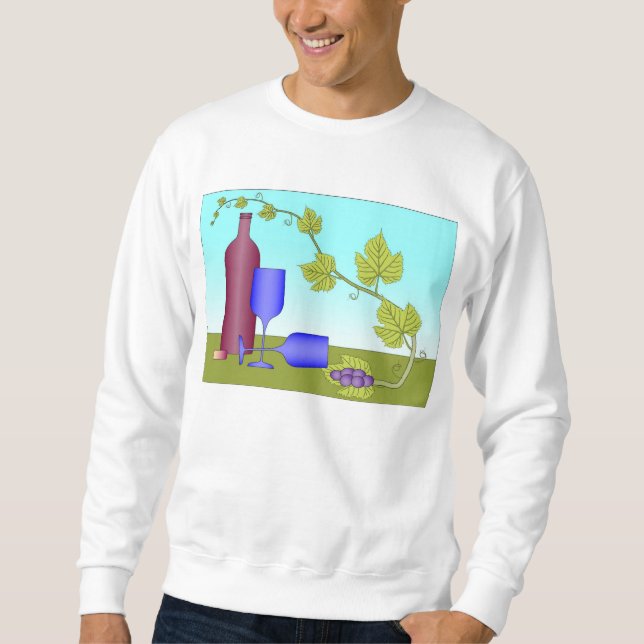 Sweatshirt Bouteille de vin et verres à vin (Devant)