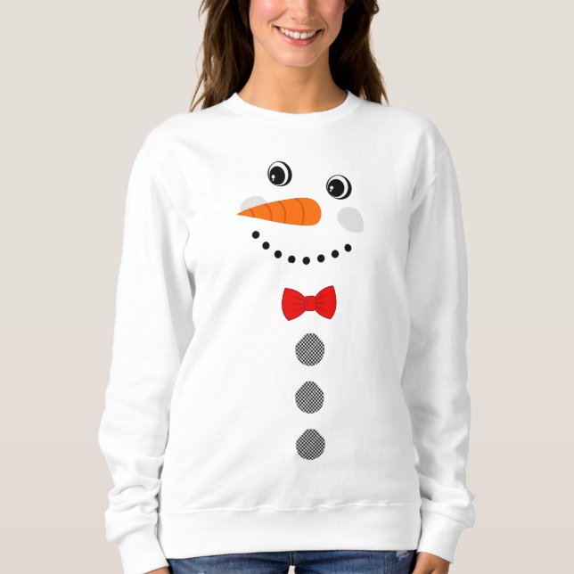 Sweatshirt Boutons de bisons noirs noirs de Snowman personnal (Devant)