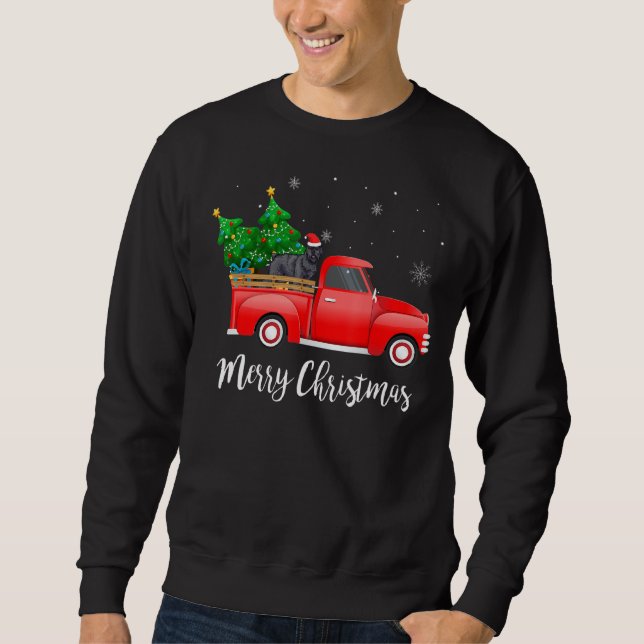 Sweatshirt Bouvier Du Flandres Dog Riding Red Truck Christma (Devant)
