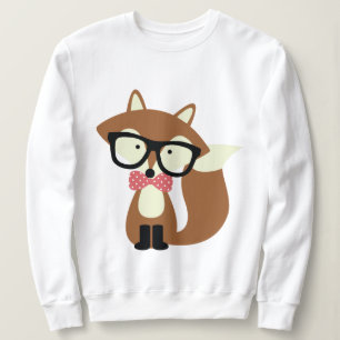 Sweatshirt Bow Cravate et lunettes Hipster Renard Brown