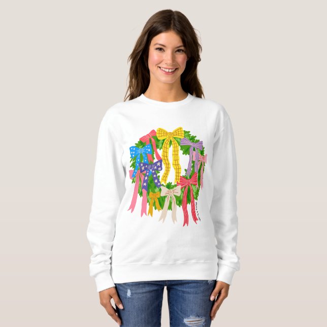 Sweatshirt Bow Merry And Bright Noël  (Devant entier)