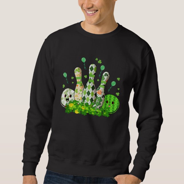 Sweatshirt Bowling Ball Shamrock Leprechaun St Patricks Day B (Devant)