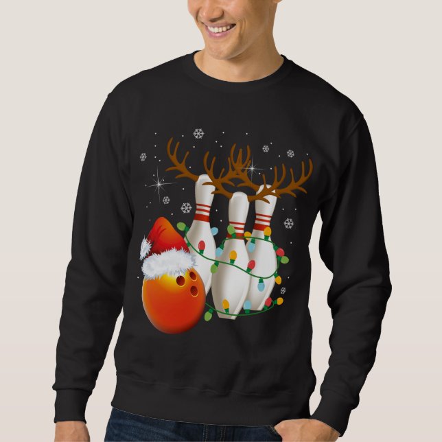 Sweatshirt Bowling Cadeaux Noël Bowling Santa Hat Christma (Devant)