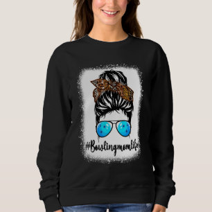 Sweatshirt Bowling Maman Vie Leopard Messager Bun Cheveux Fem