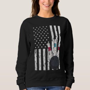 Sweatshirt Bowling Proud Usa Drapeau Vintage Bowling