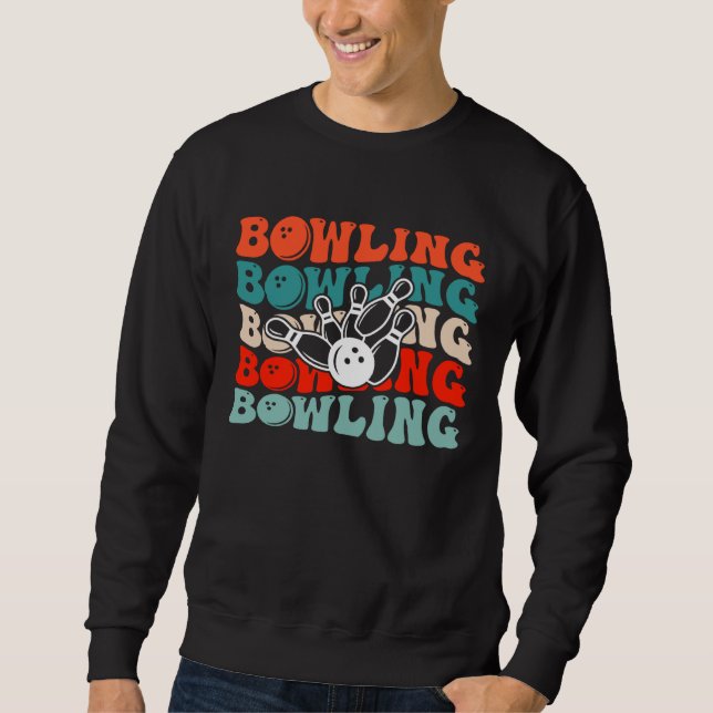 Sweatshirt Bowling Retro Groovy Bowling  Bowler (Devant)