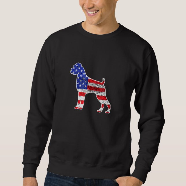 Sweatshirt Boxe Drapeau Américain Patriotique Boxer Chien 4 J (Devant)