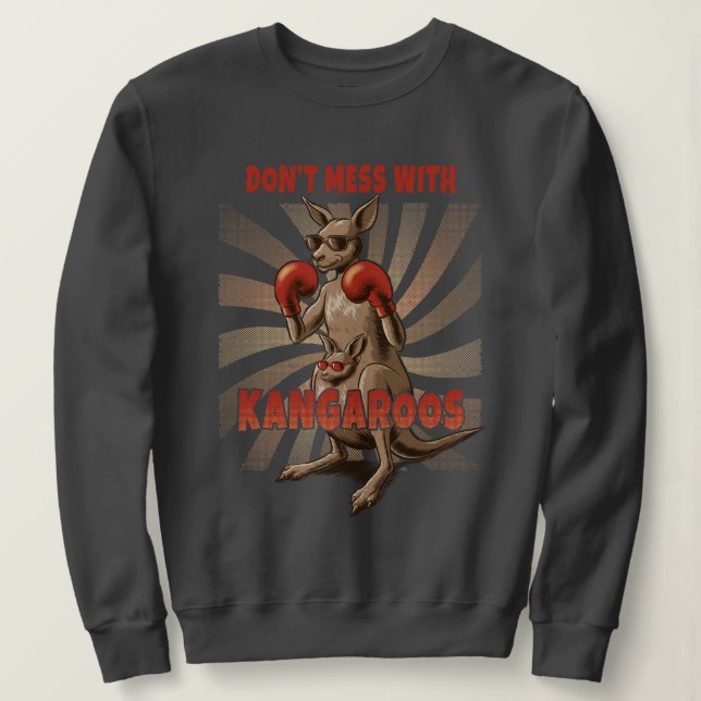 Sweatshirt Boxe rétro Kangaroo - Animal drôle (Design devant)