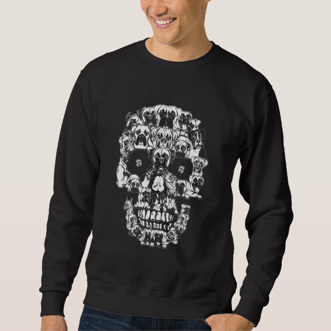 Sweatshirt Boxe Skull Dog Skeleton Halloween (Devant)