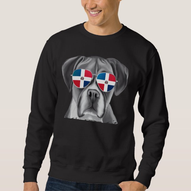 Sweatshirt Boxer Chien Dominicaine Drapeau Lunettes de soleil (Devant)