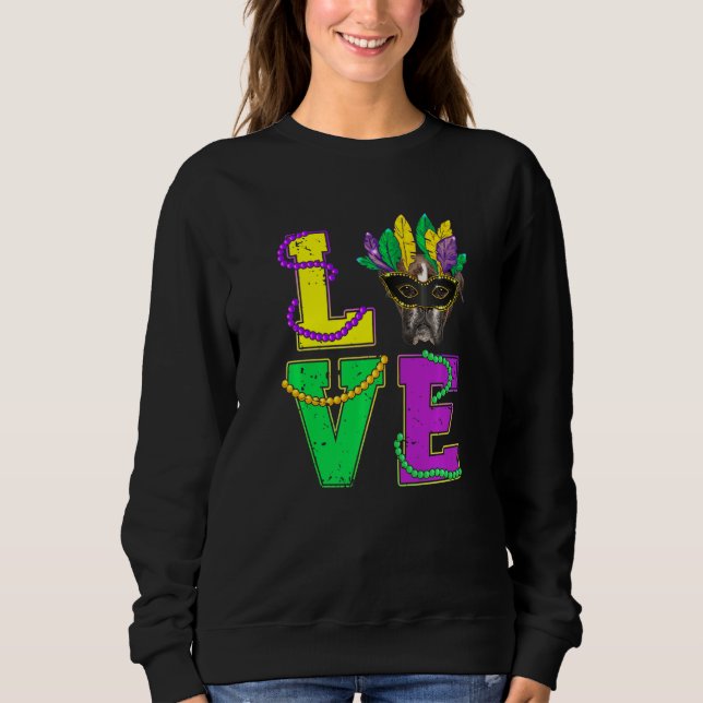 Sweatshirt Boxer Chien J'Aime Marionnette Mardi Gras Hommes F (Devant)