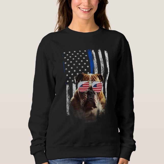Sweatshirt Boxer Dog American Flag Patriotic Boxer Dog 4th Of (Devant)