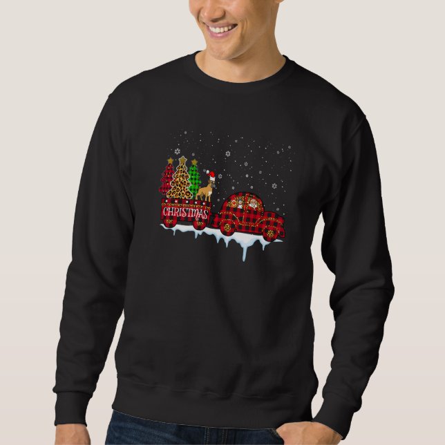 Sweatshirt Boxer Dog Christmas Red Plaid Leopard Truck Santa  (Devant)