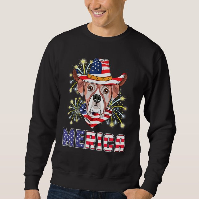 Sweatshirt Boxer Dog Us Casquette Feu d'artifice Merica 4 jui (Devant)