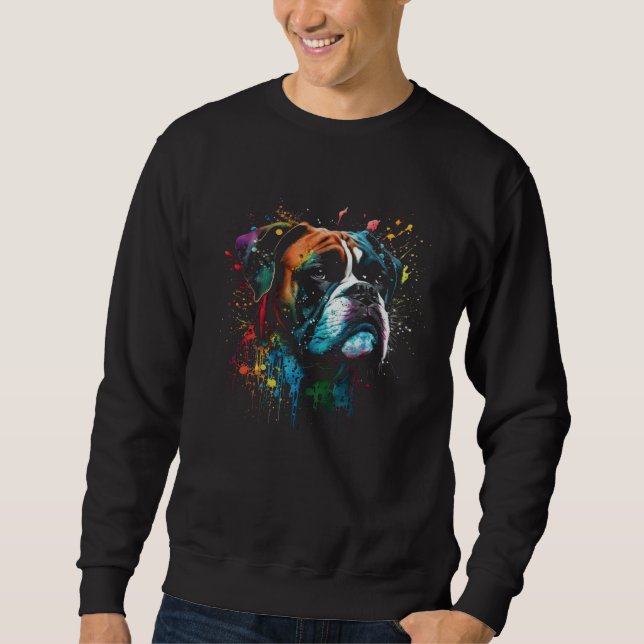 Sweatshirt Boxer Flames Cute Dog (Devant)