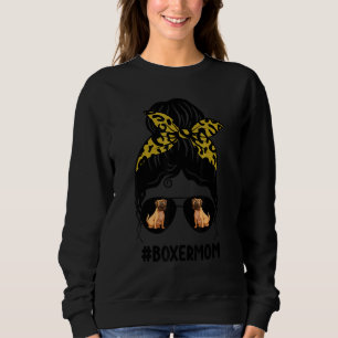 Sweatshirt Boxer Maman Messy Bun Empreinte de léopard de chev
