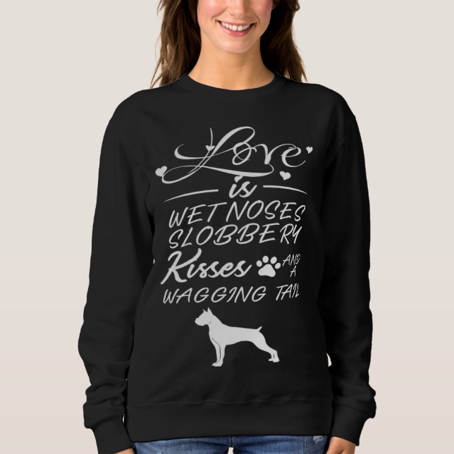 Sweatshirt Boxer Shortened Ears Liebe mein Hund Saying Quotes (Devant)