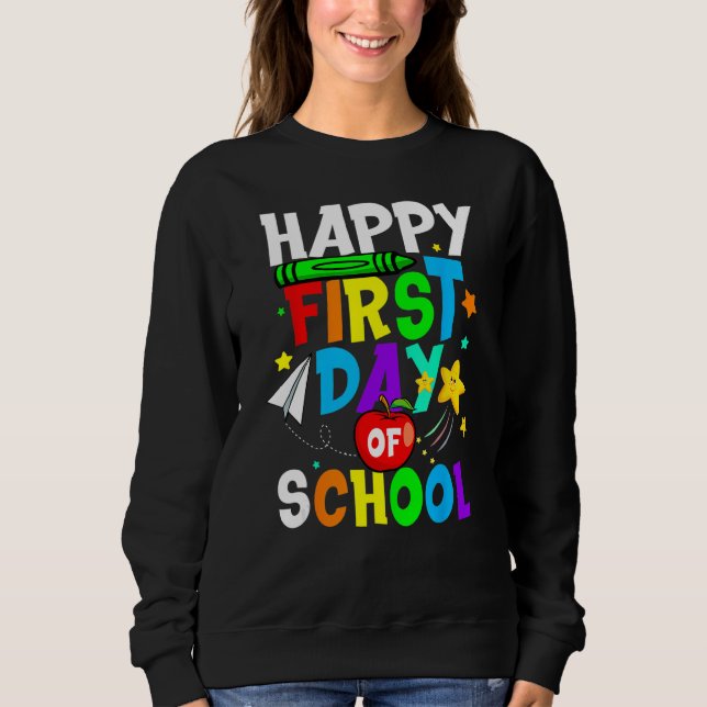 Sweatshirt Boy Girl Pupil Happy First 1st Day Of School Back  (Devant)