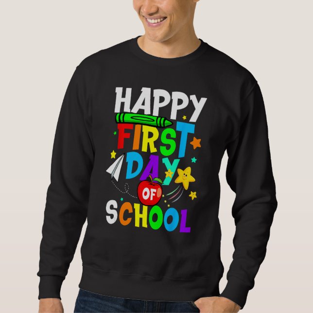 Sweatshirt Boy Girl Pupil Happy First 1st Day Of School Back  (Devant)