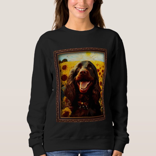 Sweatshirt Boykin Spaniel Painting Sunflower Flower Mom Women (Devant)